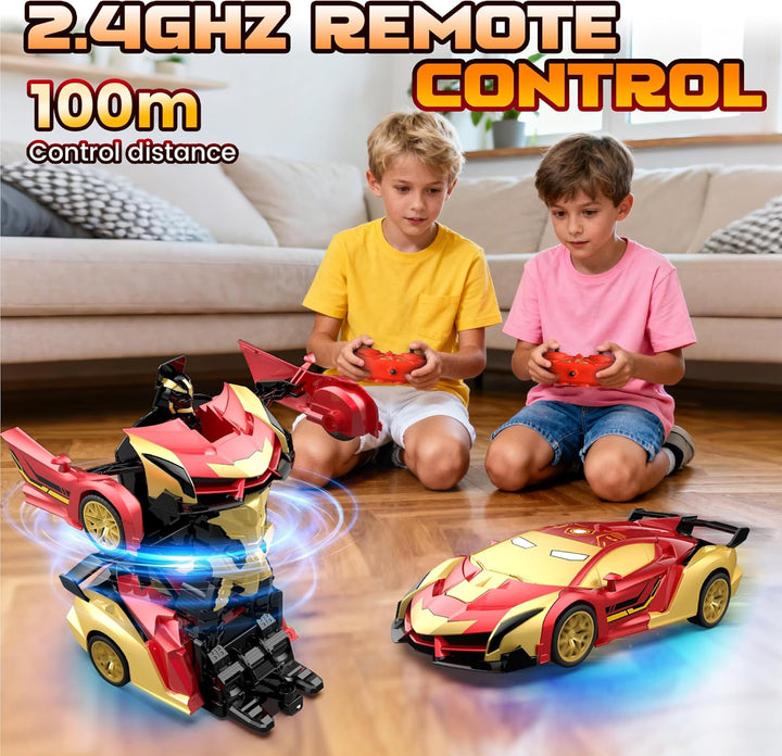 Hero Steel Man Transform RC Cars Toys con luces de ojos y
