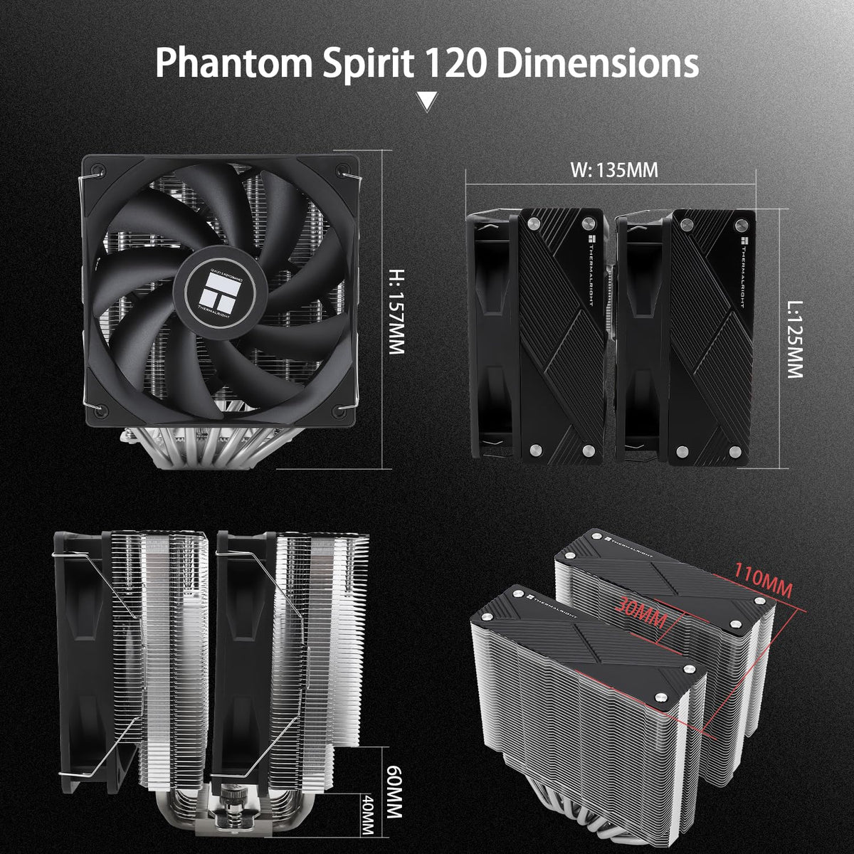 Thermalright Phantom Spirit 120 Enfriador de aire para CPU, 7 tubos...