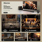 Hisense AX5140Q - Barra de sonido de cine en casa de 5.1.4 canales con subwoofer inalámbrico y altavoces envolventes traseros, altavoces de encendido ascendente, Dolby Atmos, DTS:X, Bluetooth 5.3, HDMI eARC, control de aplicación y control remoto, 7 modos