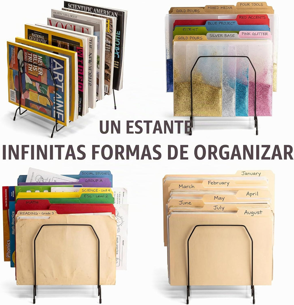Officemate, organizador inclinado de 8 compartimientos, tamaño grande, con espiral, 8.5 x 10.375 x 12.625 pulgadas, color negro (25212)