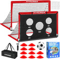 Portería de fútbol, portería de fútbol para niños en el patio trasero, 2 unidades, redes de fútbol portátiles de 4 x 3/6 x 4 pies con objetivo, pelota y conos, equipo de entrenamiento de