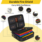 Caja de documentos a prueba de fuego con candado, libreta/caja de seguridad impermeable contra incendios