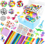 3000 piezas de suministros de arte y manualidades para niños, kits de manualidades con limpiapipas, suministros de manualidades, todo en caja de manualidades de 3 capas, manualidades DIY para niños de