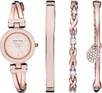Anne Klein - Juego de reloj de brazalete para mujer y pulsera acentuada con cristales premium