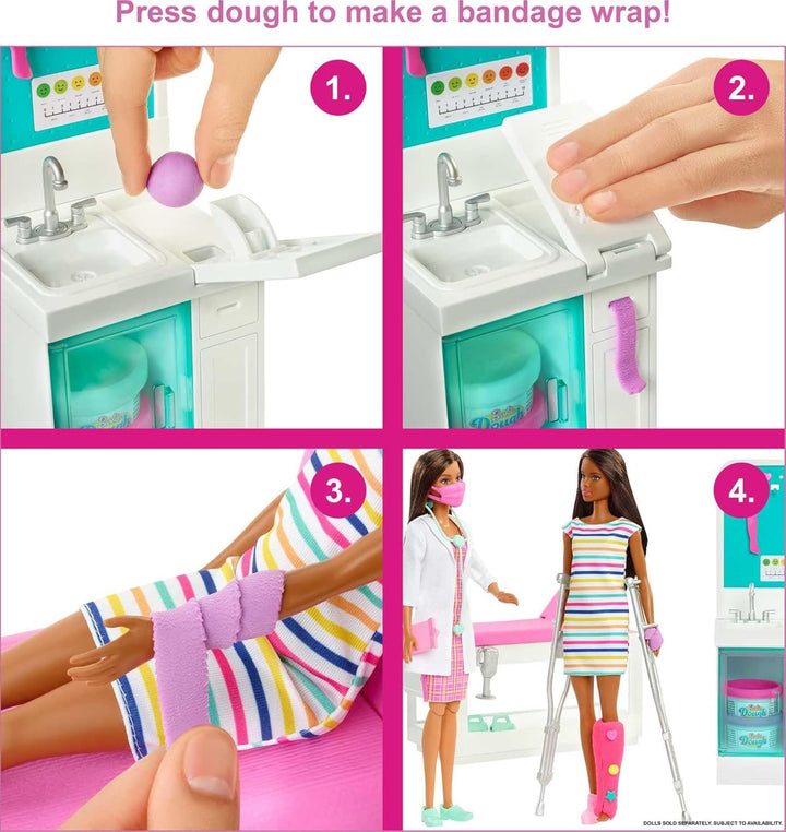 Barbie Juego de carreras de clínica de enyesado rápido con muñeca d...