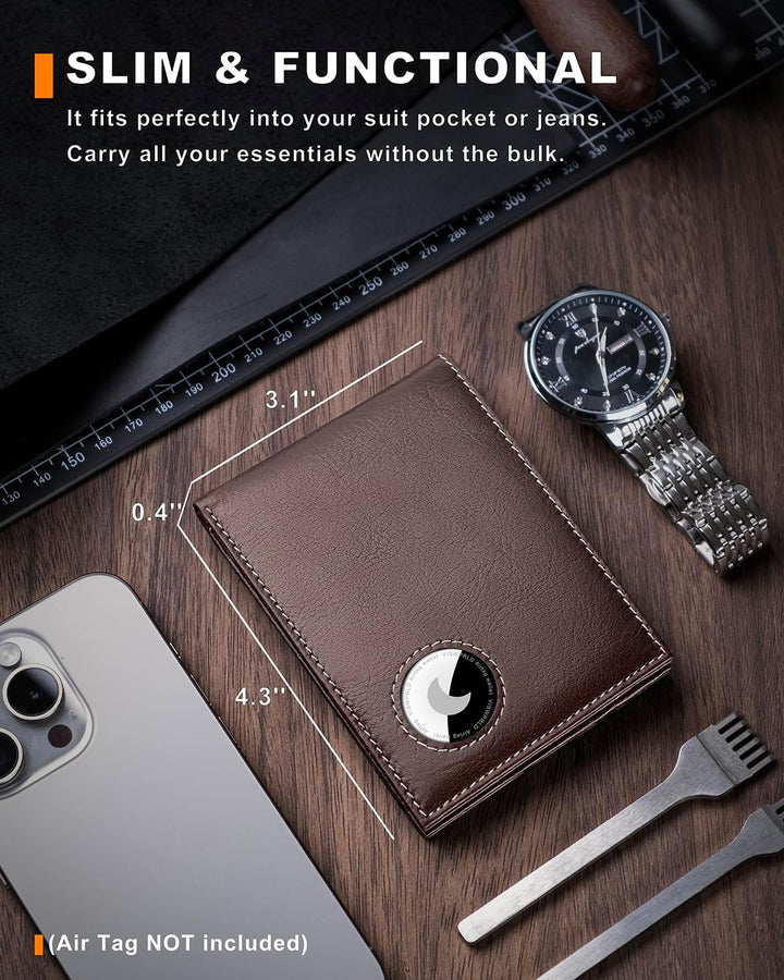 VISWORLD Billetera para hombre con soporte para Airtag, billetera p...