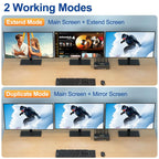 Conmutador KVM HDMI DP 3 monitores 3 computadoras, 8K @60Hz/4K @144Hz Conmutadores KVM de triple monitor para 3 PC compartiendo 3 monitores, teclado y ratón, con cables USB, controlador y adaptador de