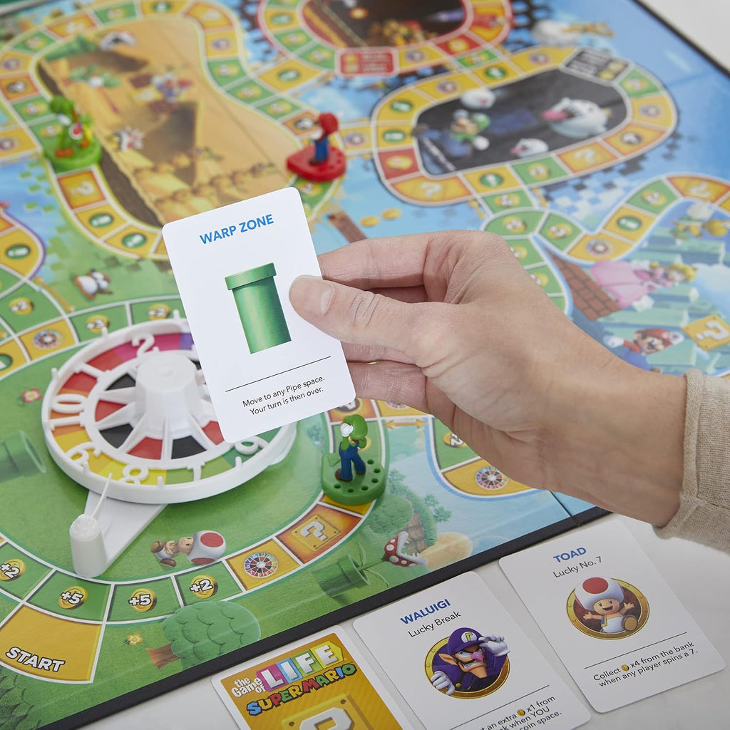 Hasbro Gaming El juego de la vida: Edición Super Mario Juego de mesa para niños de 8 años en adelante, juega minijuegos, recoge estrellas, batalla contra Bowser
