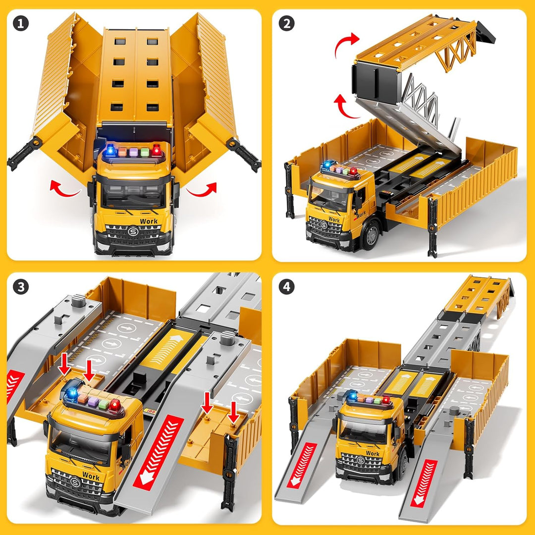 Camión transportador de carreras para niños pequeños