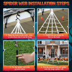 Decoración de luces de telaraña de Halloween + 2 arañas saltadoras