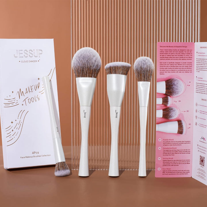 Jessup Brochas de maquillaje 4 piezas Juego de brochas de maquillaj...