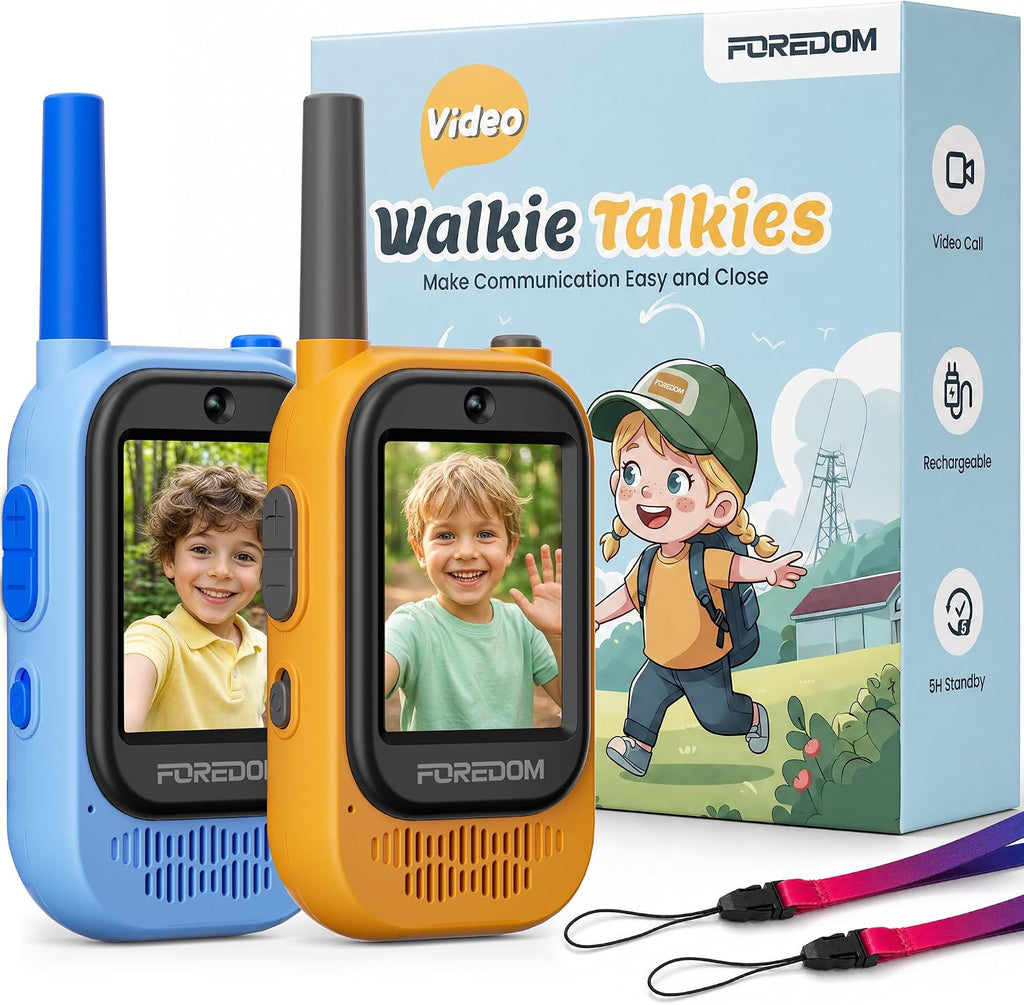 FOREDOM Radio de Video Recargable: Walkie Talkies para Niños, Alcance Largo para Niños y Niñas