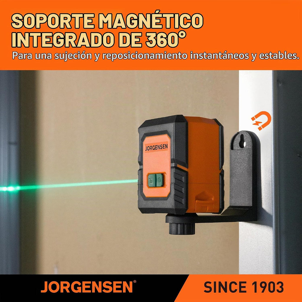 JORGENSEN Nivel láser con trípode, herramienta niveladora láser de módulos dobles de 100 pies