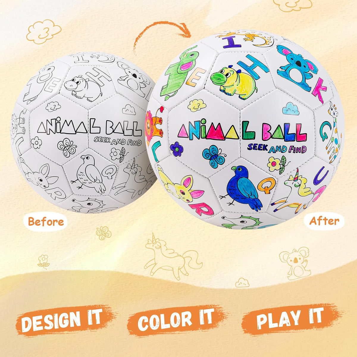 Innotoys Colorea tu propia pelota de fútbol, juguetes de Halloween de