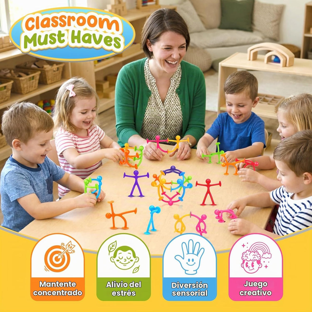 Juguetes fidget de succión para niños: Pack de 21 juguetes sensoriales elásticos