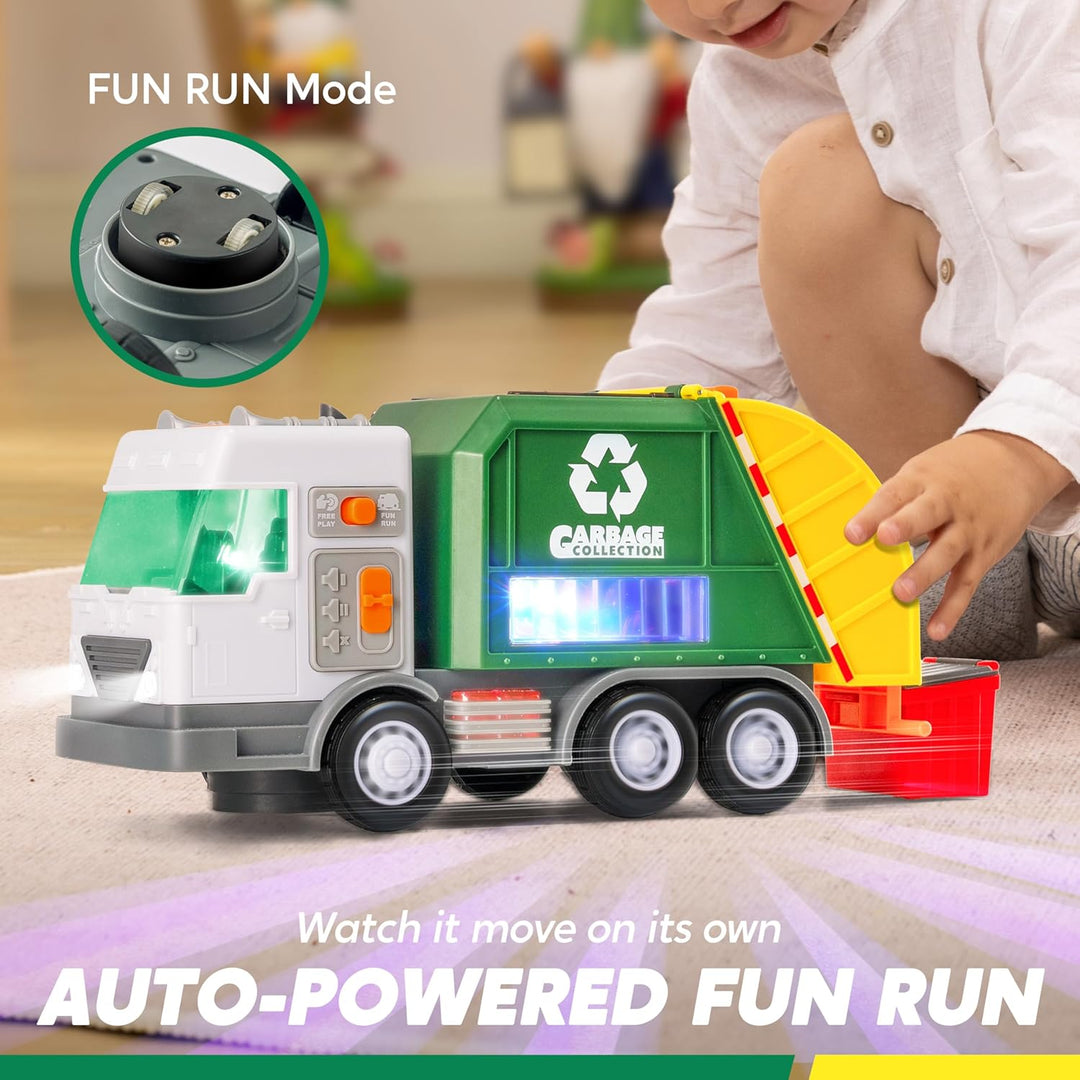 El juego de camión de basura LED incluye contenedor camión