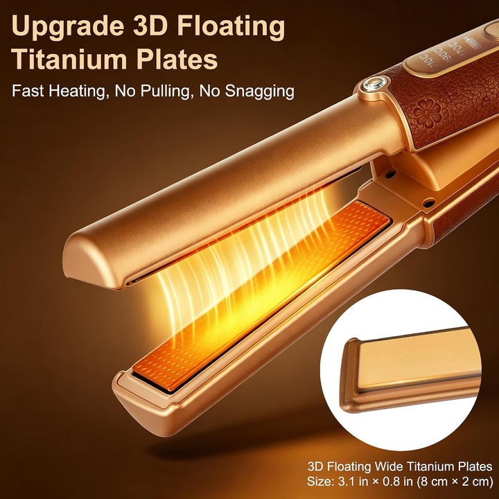 HUAJUN 2-in-1 Cordless Mini Travel Hair Straightener Curler Flat Ir...