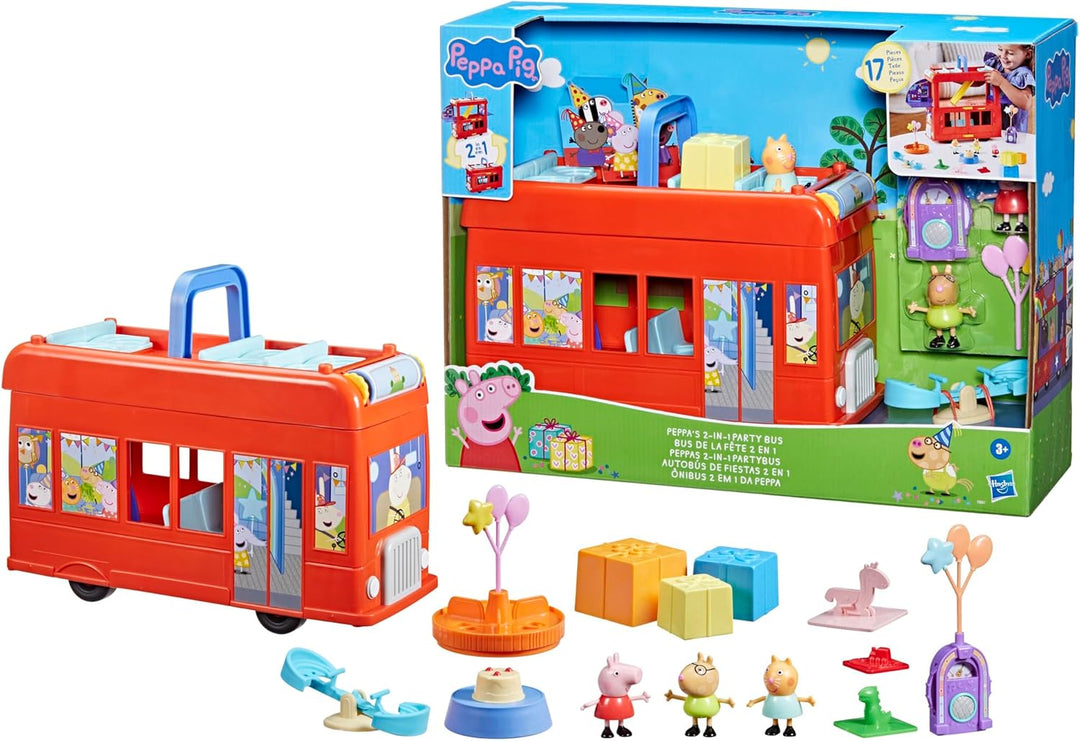 Peppa Pig Juego de autobús de fiesta 2 en 1 con 3 figuras