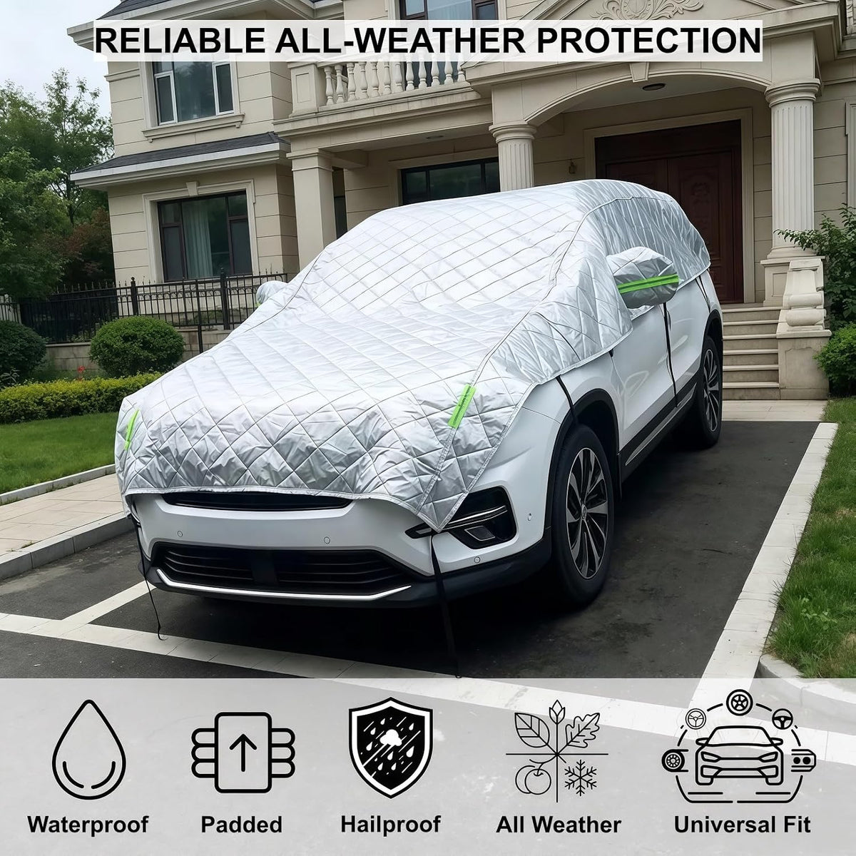Funda acolchada para la mitad del coche, protector contra el sol y el sol