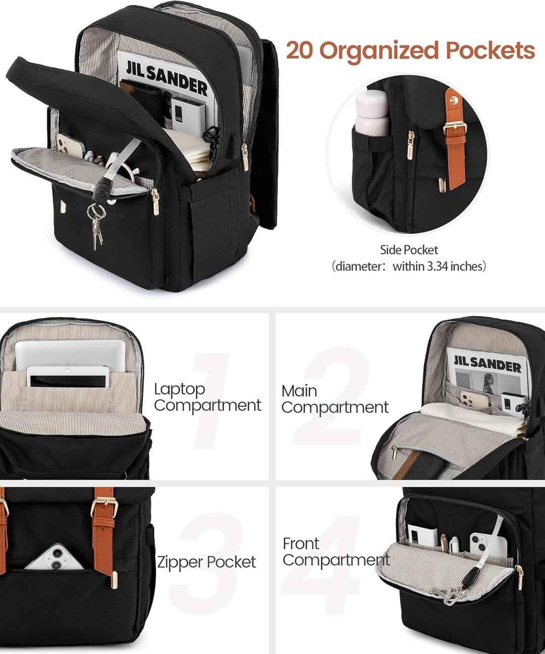 LOVEVOOK Mochila para computadora portátil para mujer, mochila de v...