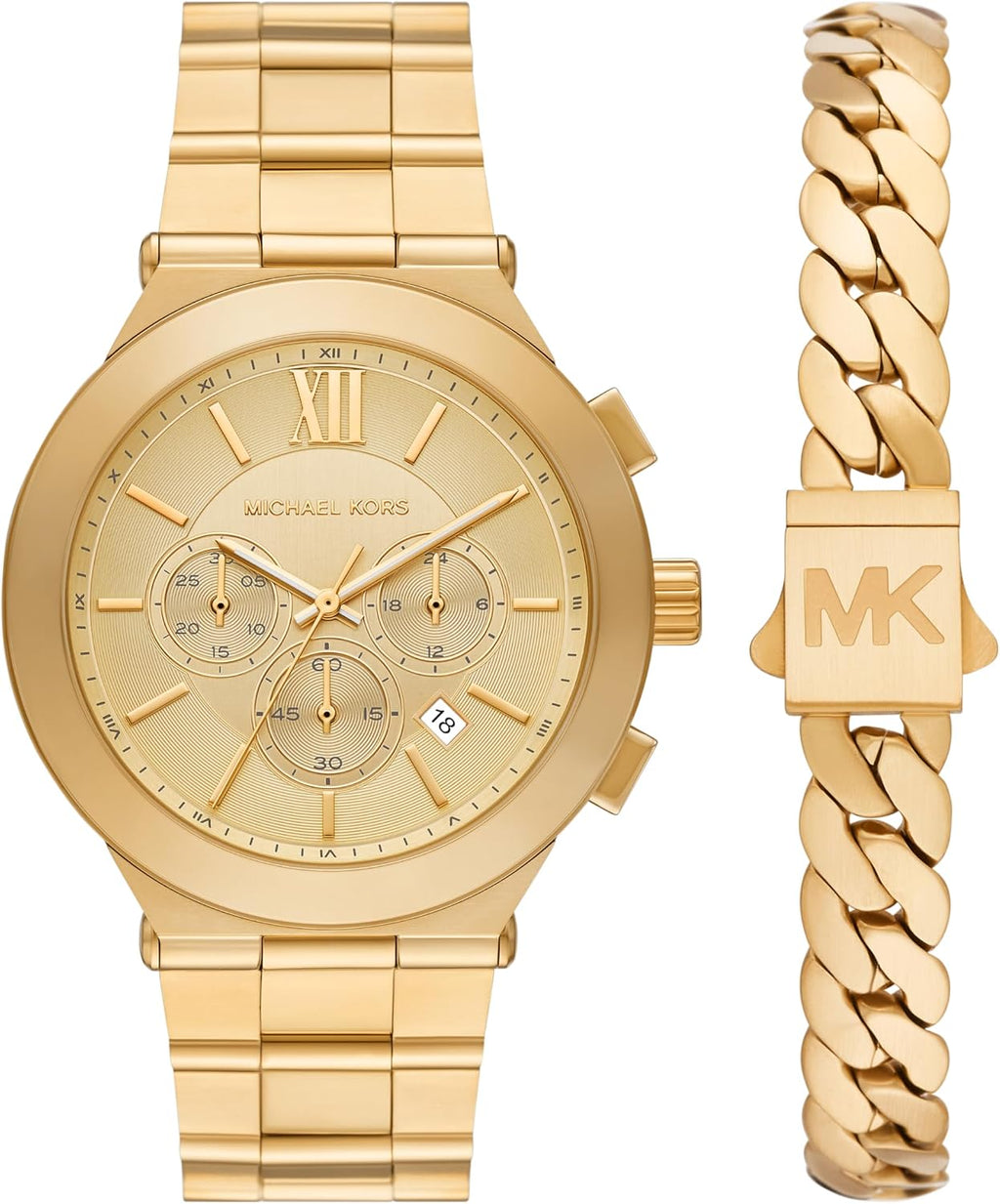 Reloj de hombre Michael Kors Billie Chronograph en tono dorado de acero inoxidable y juego de pulsera (Modelo: MK9270SET)