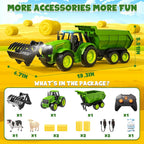 Juego de juguete de tractor de granja RC con cargador, remolque y