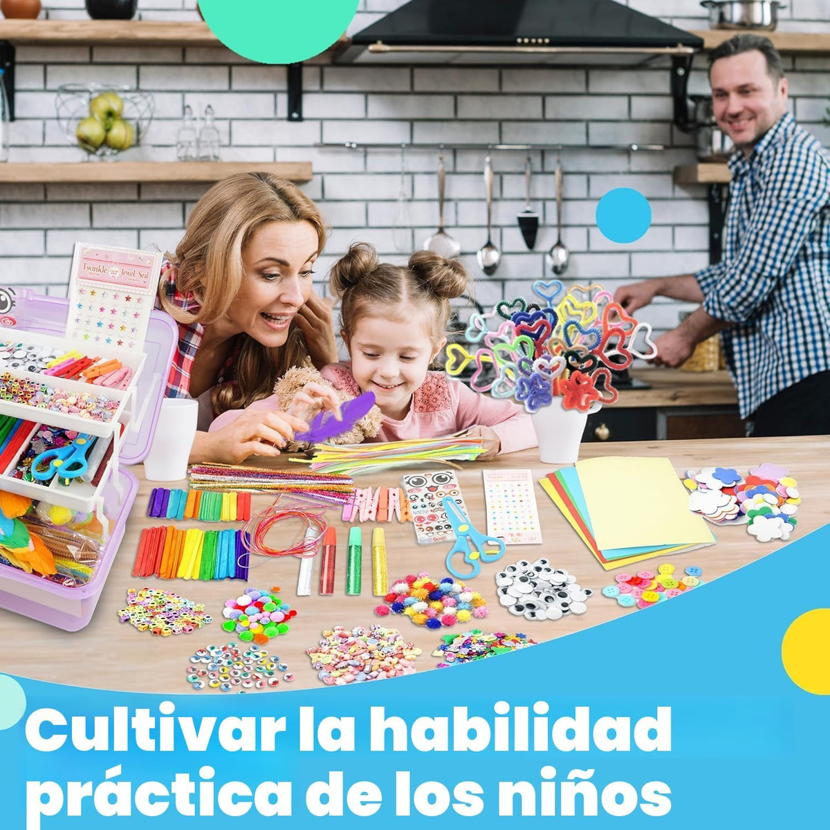SMILESSKIDDO Artes y manualidades para niños, más de 1000 piezas de kits de manualidades con caja de almacenamiento