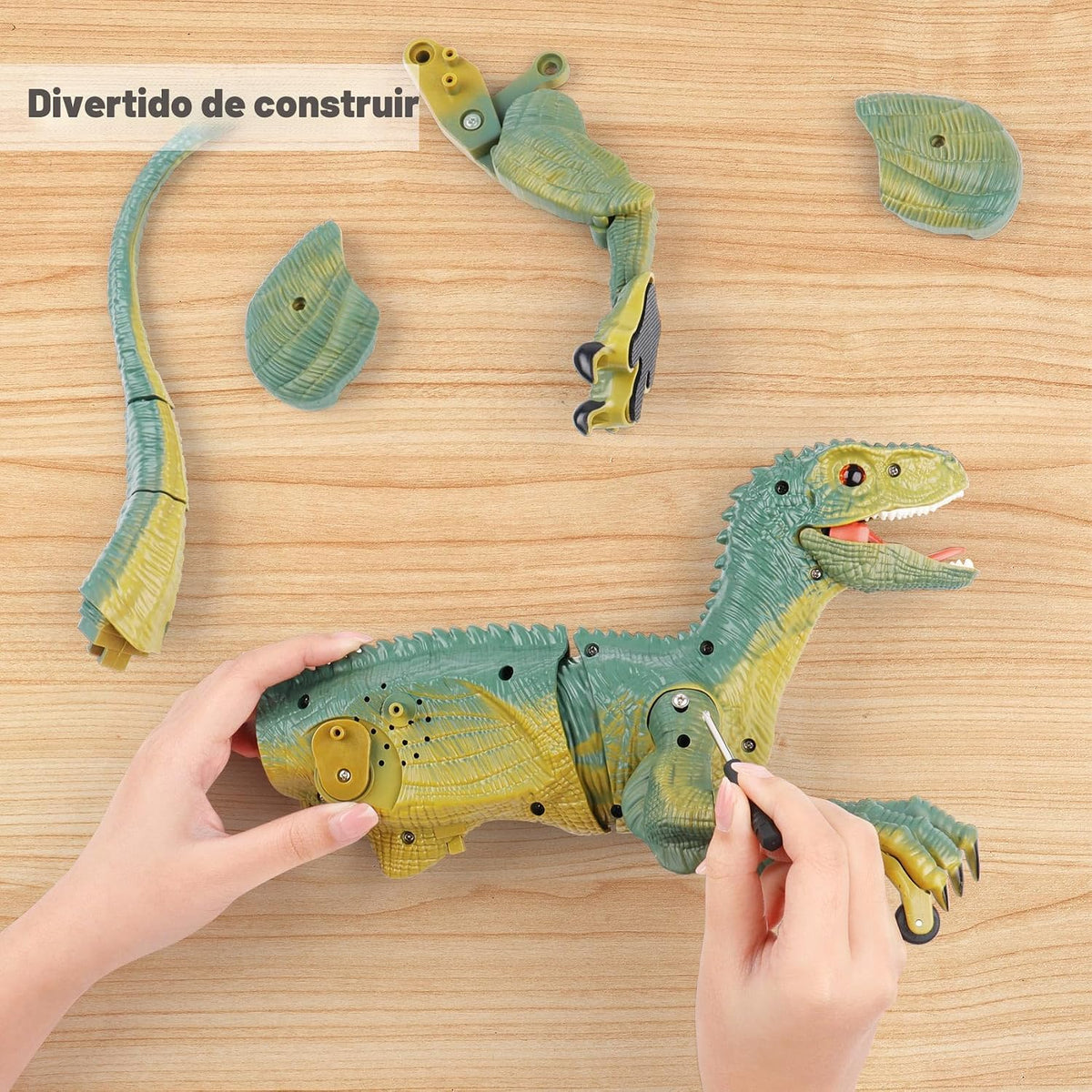 VERTOY Juguetes de dinosaurio a control remoto para niños: construye un gran dinosaurio velociraptor para caminar con luz y sonido, ideas de regalo de cumpleaños para niños y niñas de 3, 5, 5, 7, 8 a