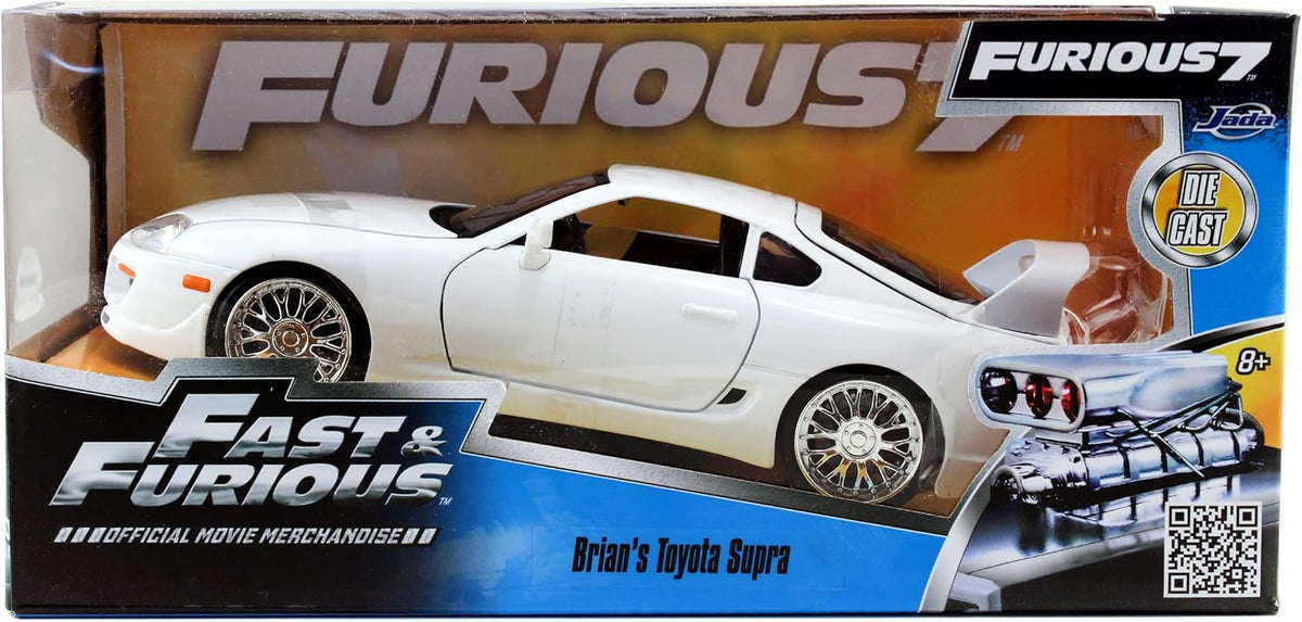 Jada Juguetes Fast & Furious 1:24 Brian's Toyota Supra Die-cast Car Blanco, juguetes para niños y adultos (97375)