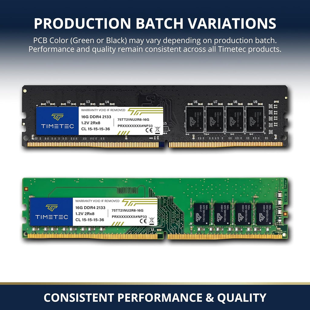 Timetec Kit de 32 GB (2 x 16 GB) DDR4 2133 MHz (PC4-2133P) PC4-17000 UDIMM RAM de escritorio - 288 pines 1.2V CL15 sin ECC sin búfer DIMM actualización del módulo de memoria
