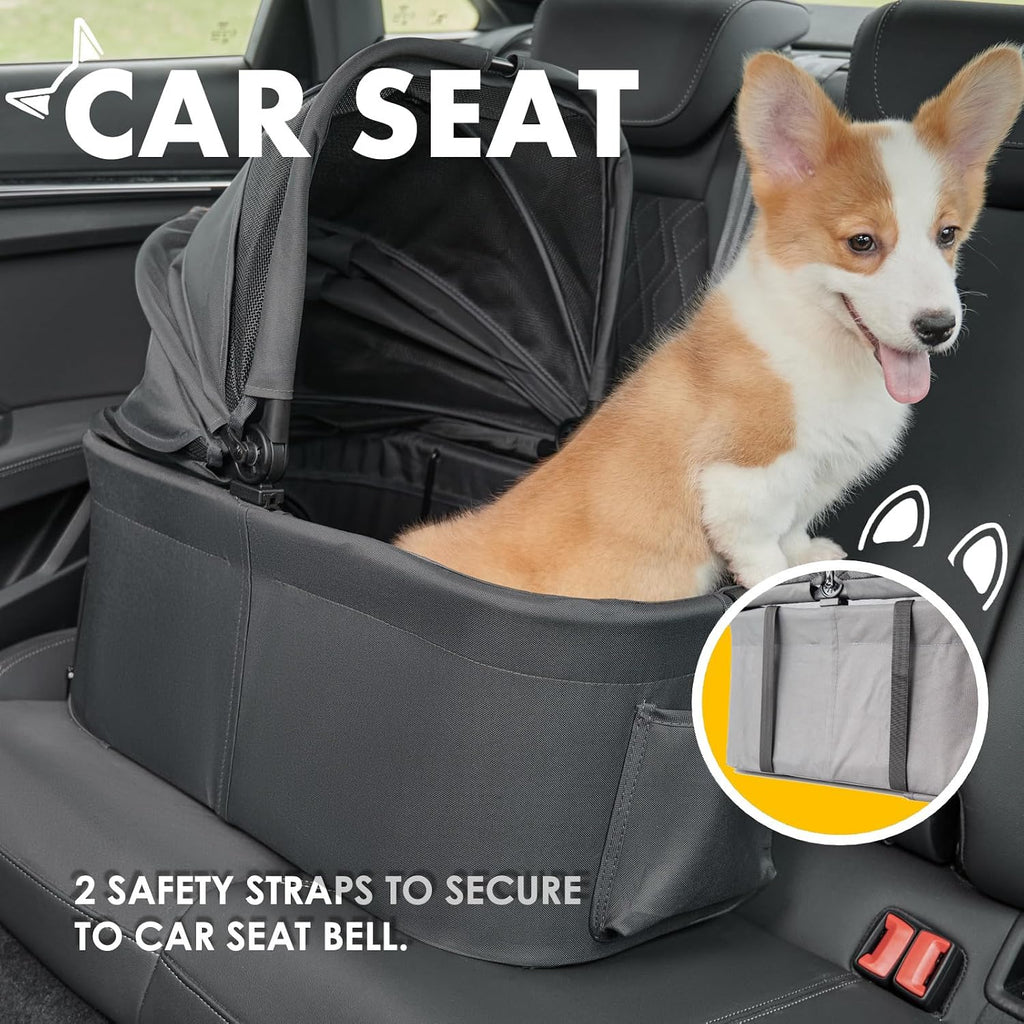 Zoosky Cochecito para mascotas 3 en 1 con transportador extraíble, cochecito plegable para perros y gatos pequeños/medianos, impermeable, todo terreno, con parasoles, asiento de coche