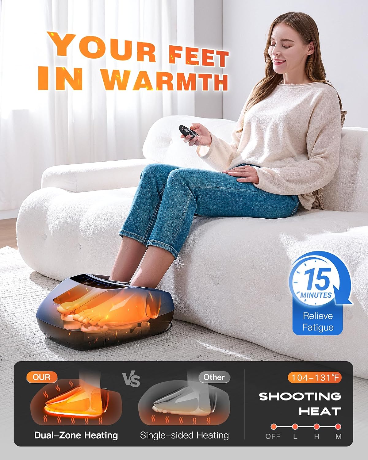 Masajeador de pies con calor para neuropatía y alivio de la