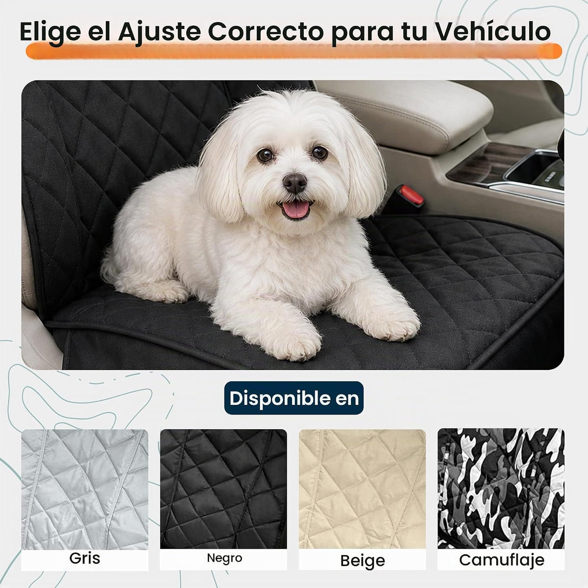 4Knines - Funda de asiento delantero resistente para perros, impermeable, color negro