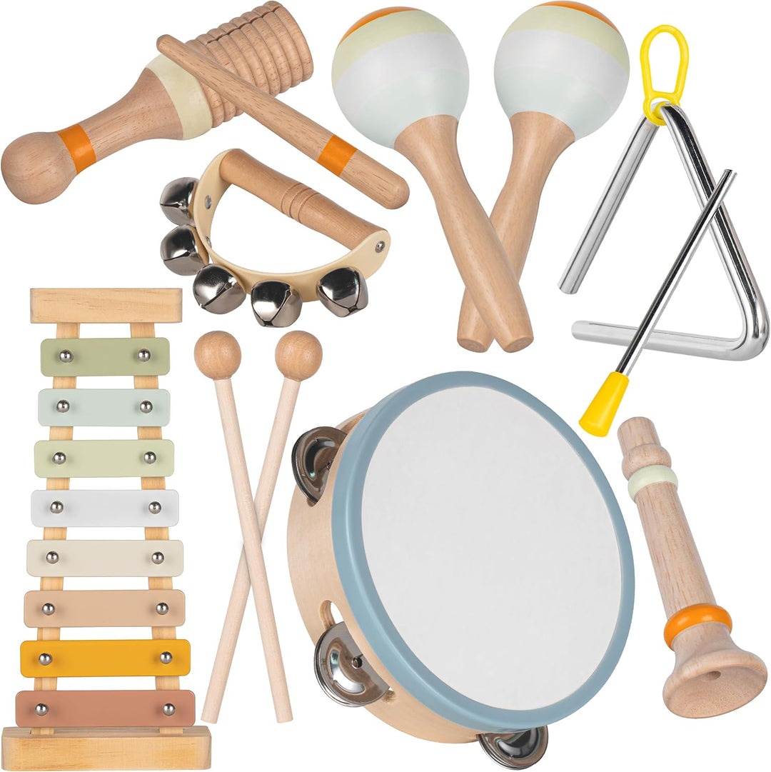 Stoie's Instrumentos musicales de madera rosa para niños pequeñ...