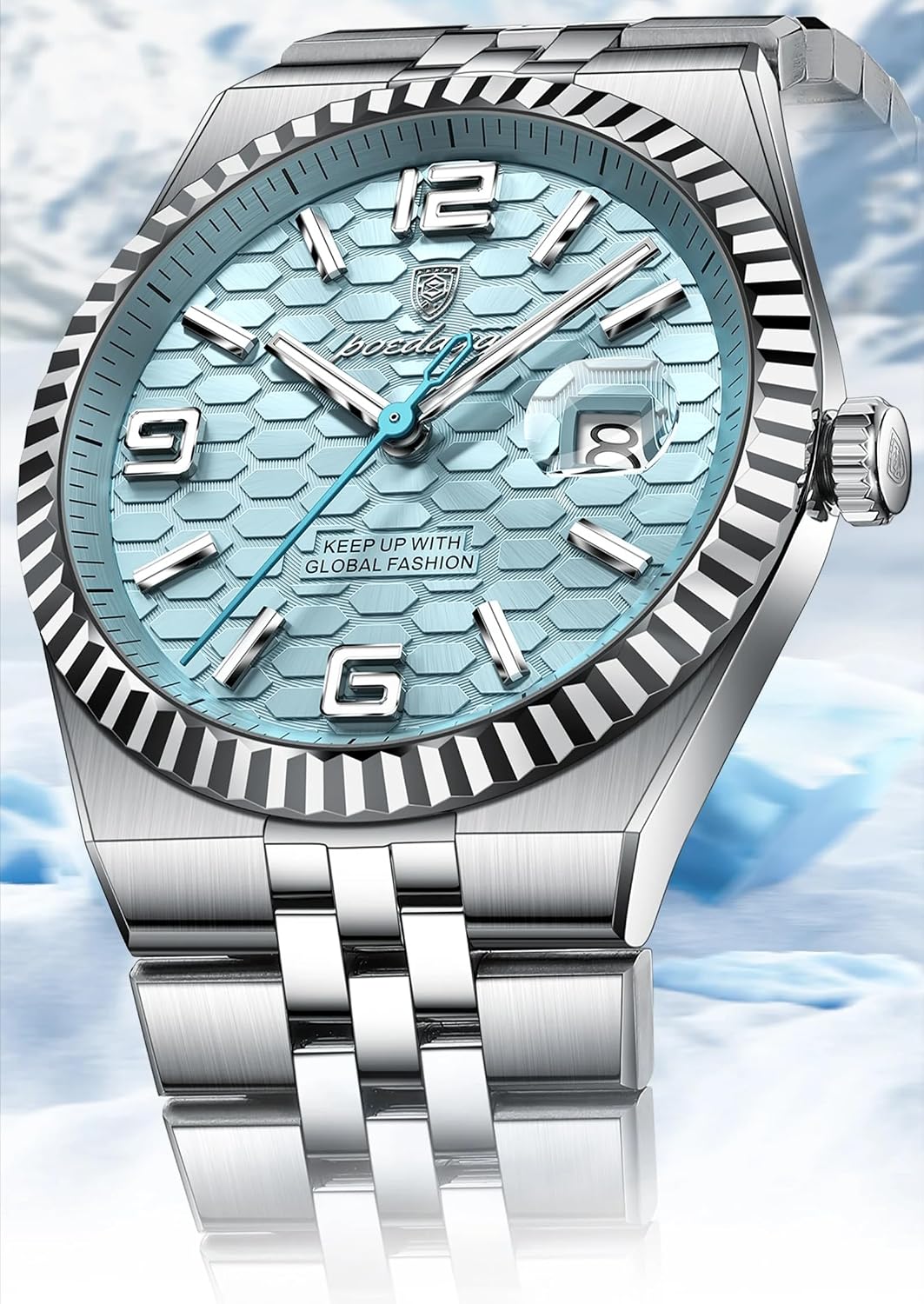 Poedagar Reloj de moda para hombre, impermeable, luminoso, fecha, de lujo, acero inoxidable, clásico, de cuarzo, relojes para hombres de negocios
