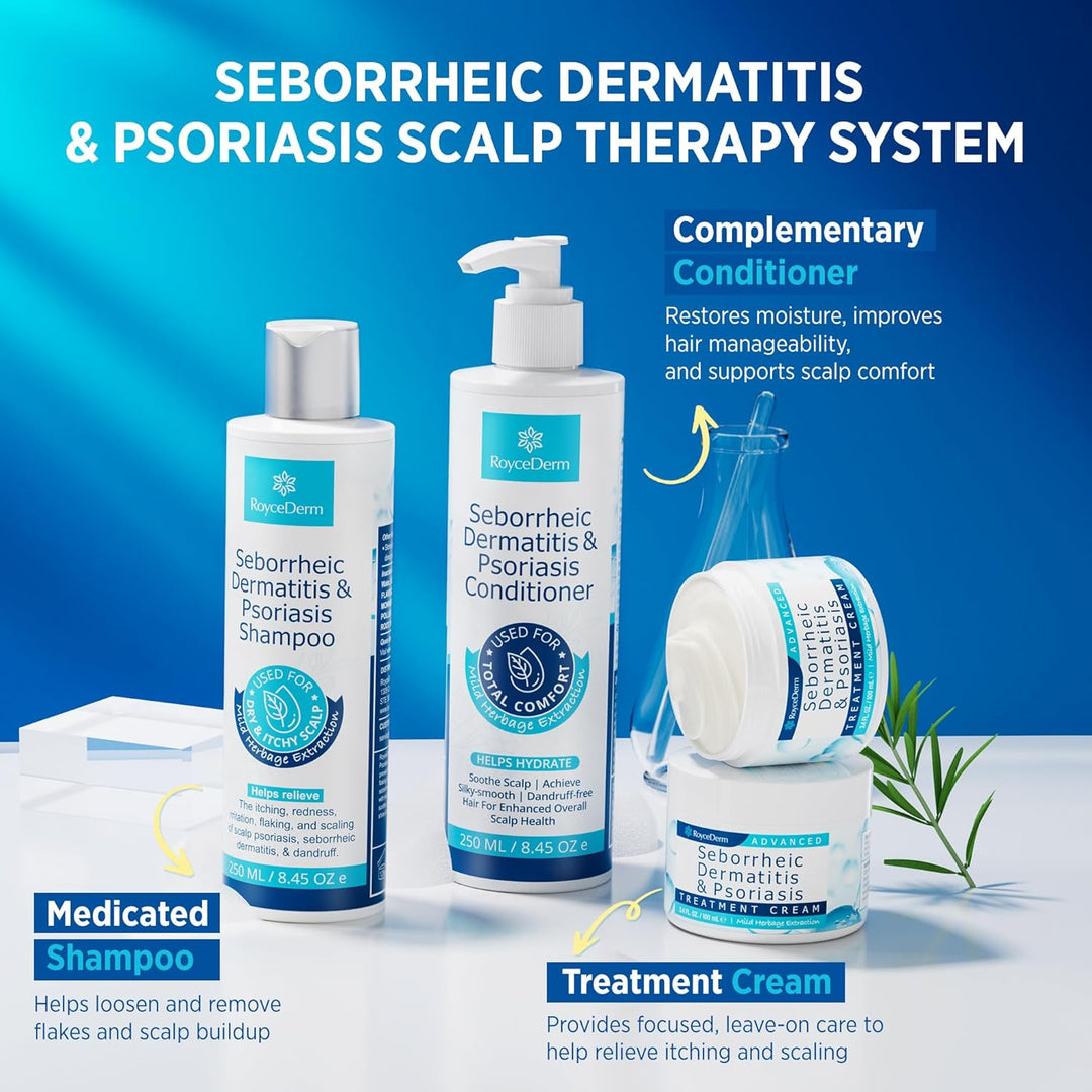 Set de crema para dermatitis seborreica y psoriasis, champú y acond...