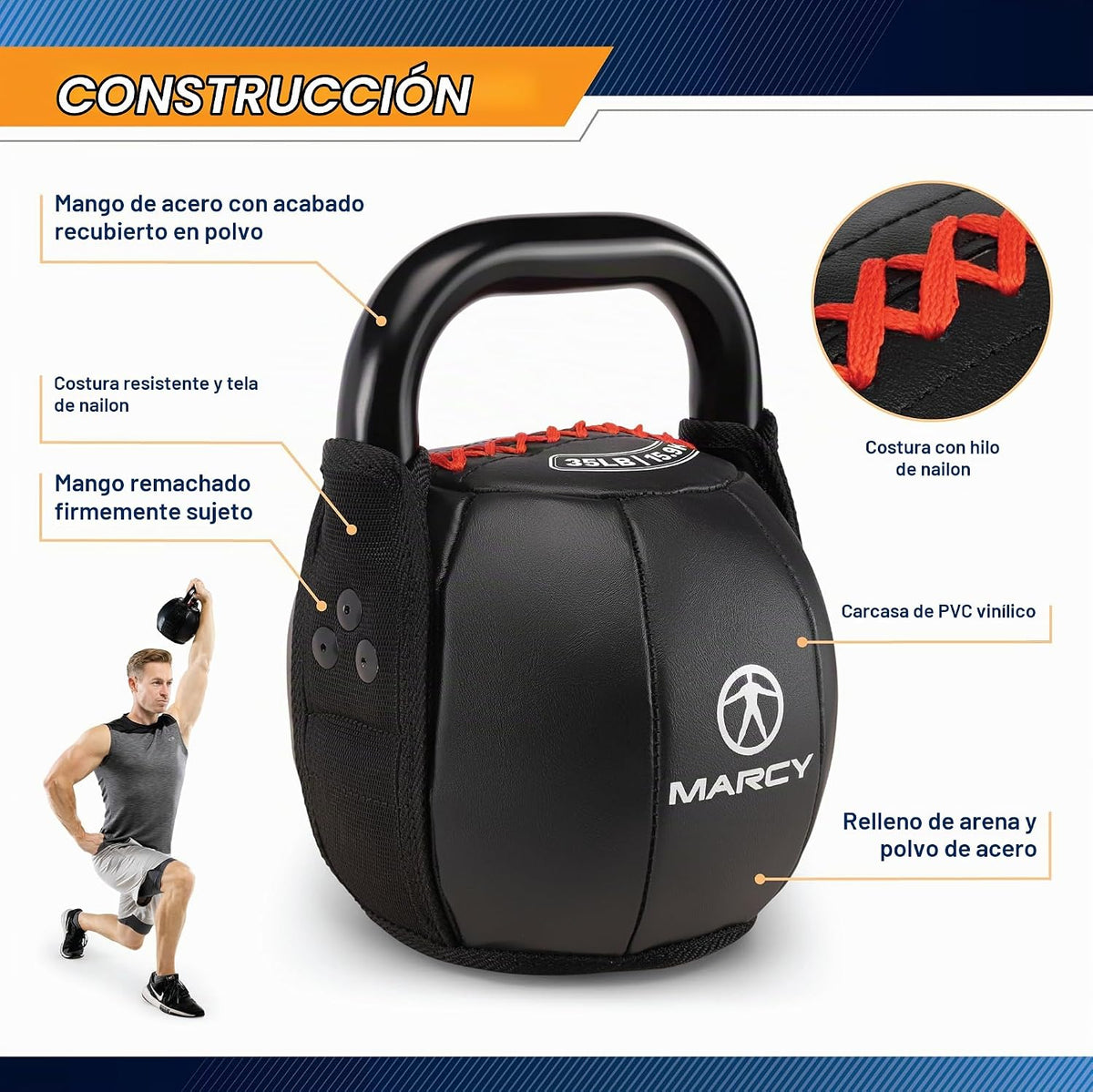 Marcy Pesa rusa suave con mango - 10 a 40 libras. Fuerza y entrenamiento de núcleo