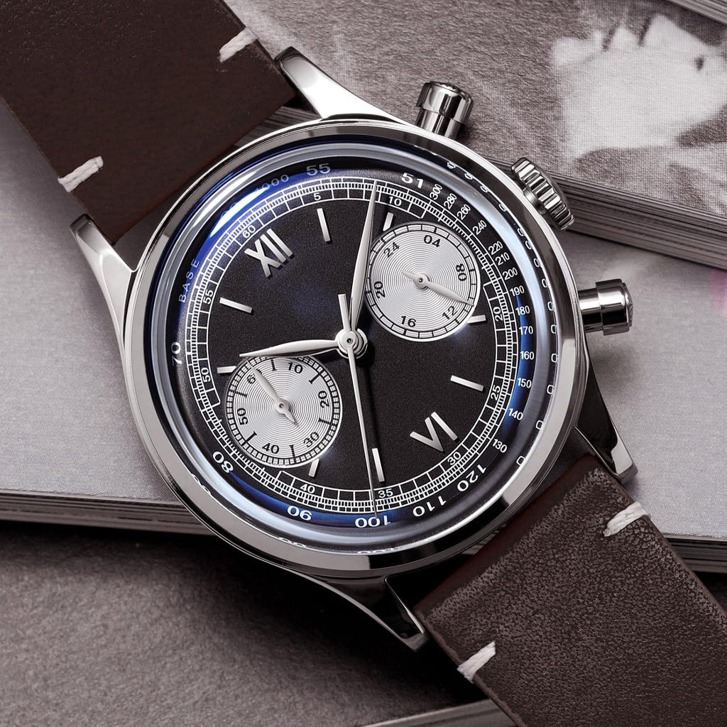 ADDIESDIVE Reloj de hombre Sweep Seconds impermeable de cuero cronógrafo