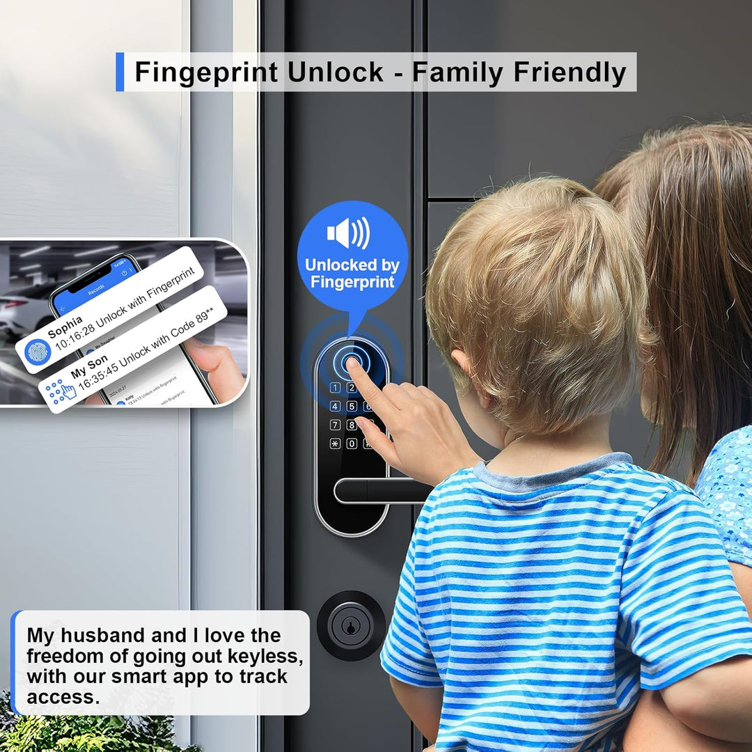 Cerradura inteligente de huellas dactilares Bluetooth con mango y t...