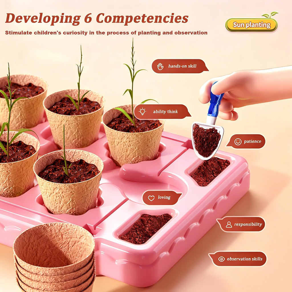 Mini kit de cultivo de plantas de invernadero para niños con sistema de riego por goteo, casa de observación de plantas transparente, herramientas completas de jardinería, juguete educativo de