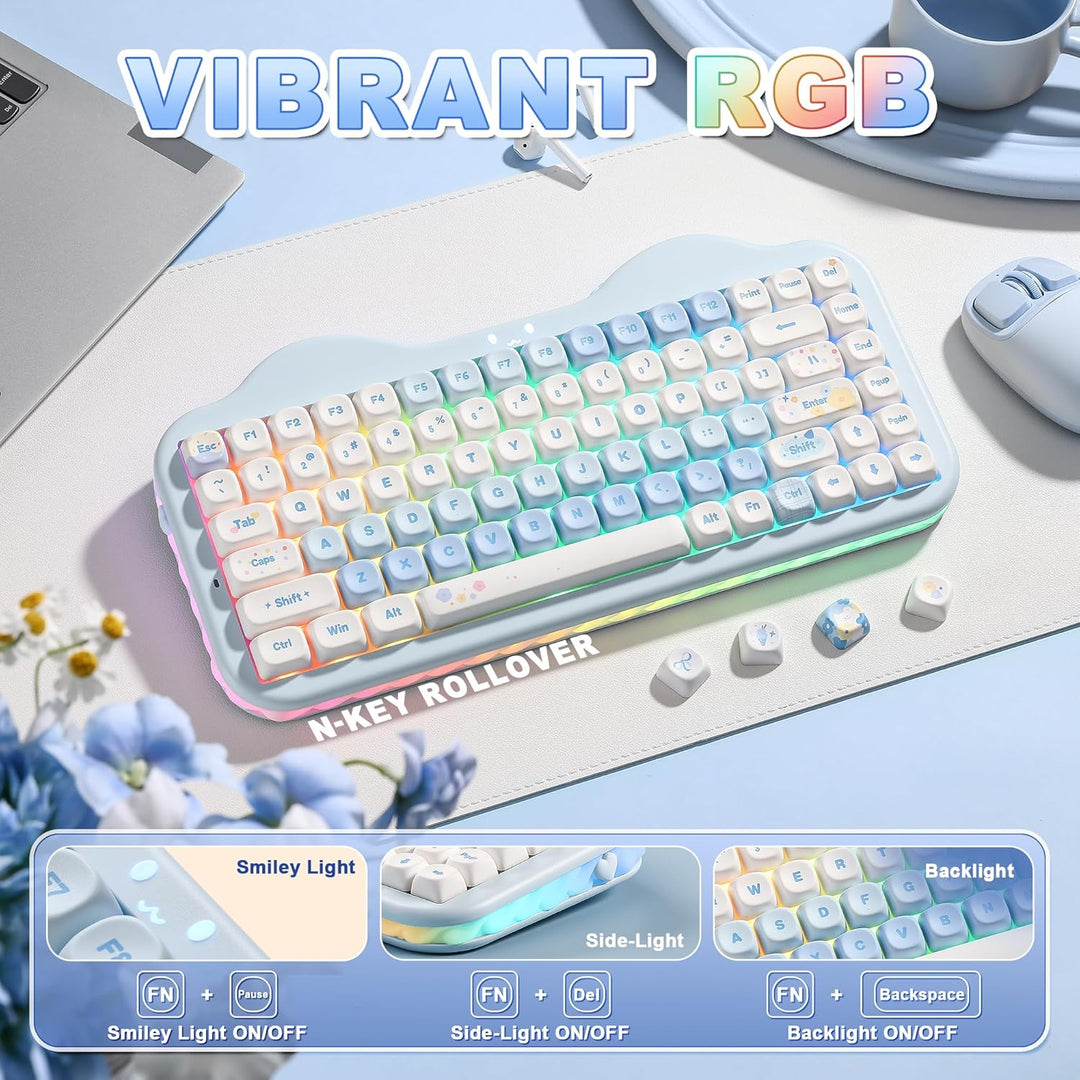 YUNZII Teclado mecánico inalámbrico C75, diseño del 75%, NKRO inter...