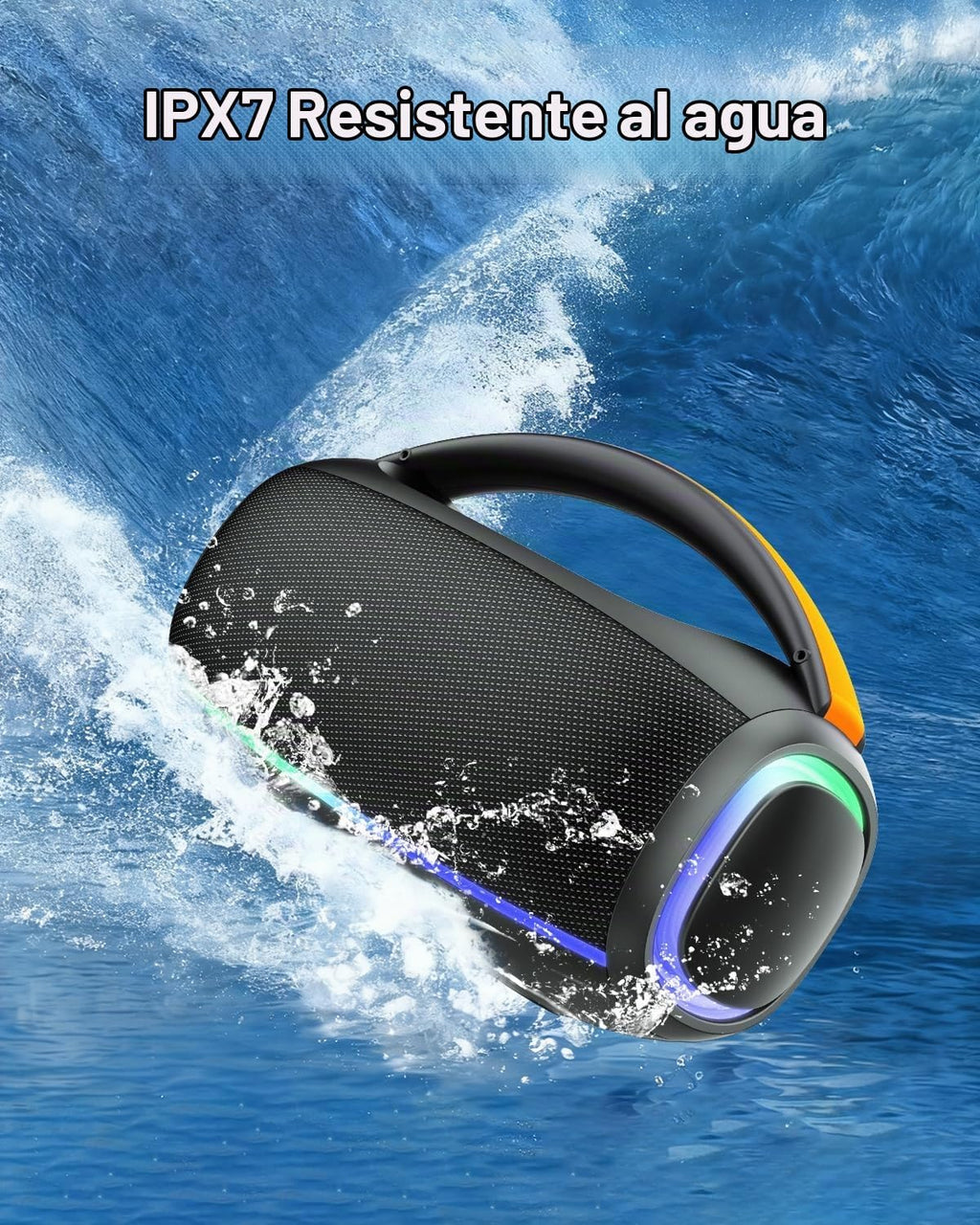 Altavoces Bluetooth Inalámbricos: Altavoz de 80 W con graves, 30 horas de reproducción, IPX7 impermeable, altavoces Bluetooth al aire libre para el trabajo, al aire libre, taller, garaje