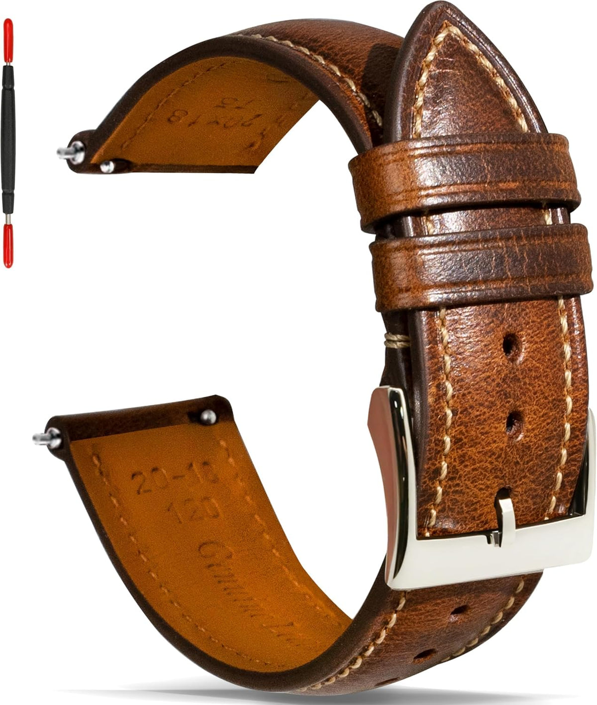 Correa de reloj de piel de liberación rápida 14mm 16mm 18mm 19mm 20mm 21mm 22mm 24mm, correas de reloj de cuero auténticas curtidas con aceite vintage, tiras de reloj de repuesto para