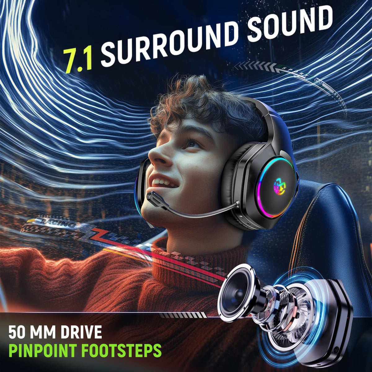 Tatybo Auriculares inalámbricos para juegos para PS5 PC, modo dual