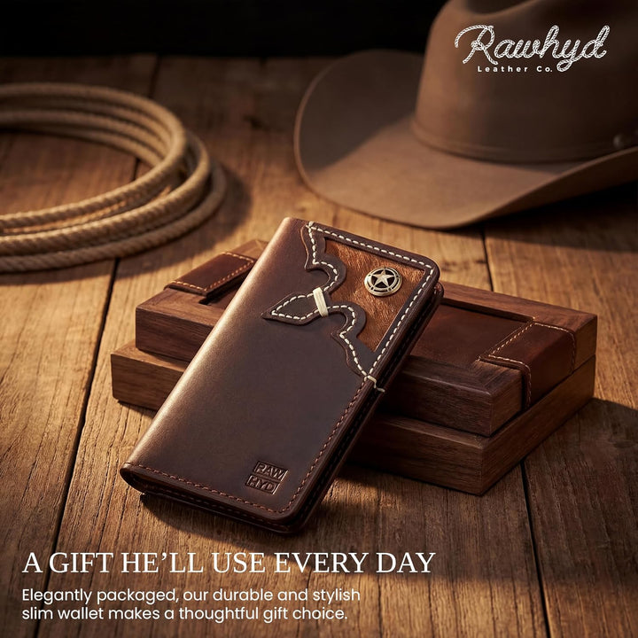 RAW HYD - Cartera larga de cuero para hombres | Funda de chequera d...