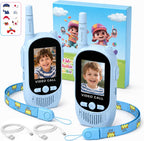 Walkie Talkies de video para niños, paquete de 2 walkie talkies recargables con cámara y pantalla, radios bidireccionales de largo alcance para acampar en interiores y exteriores, regalos para niñas y