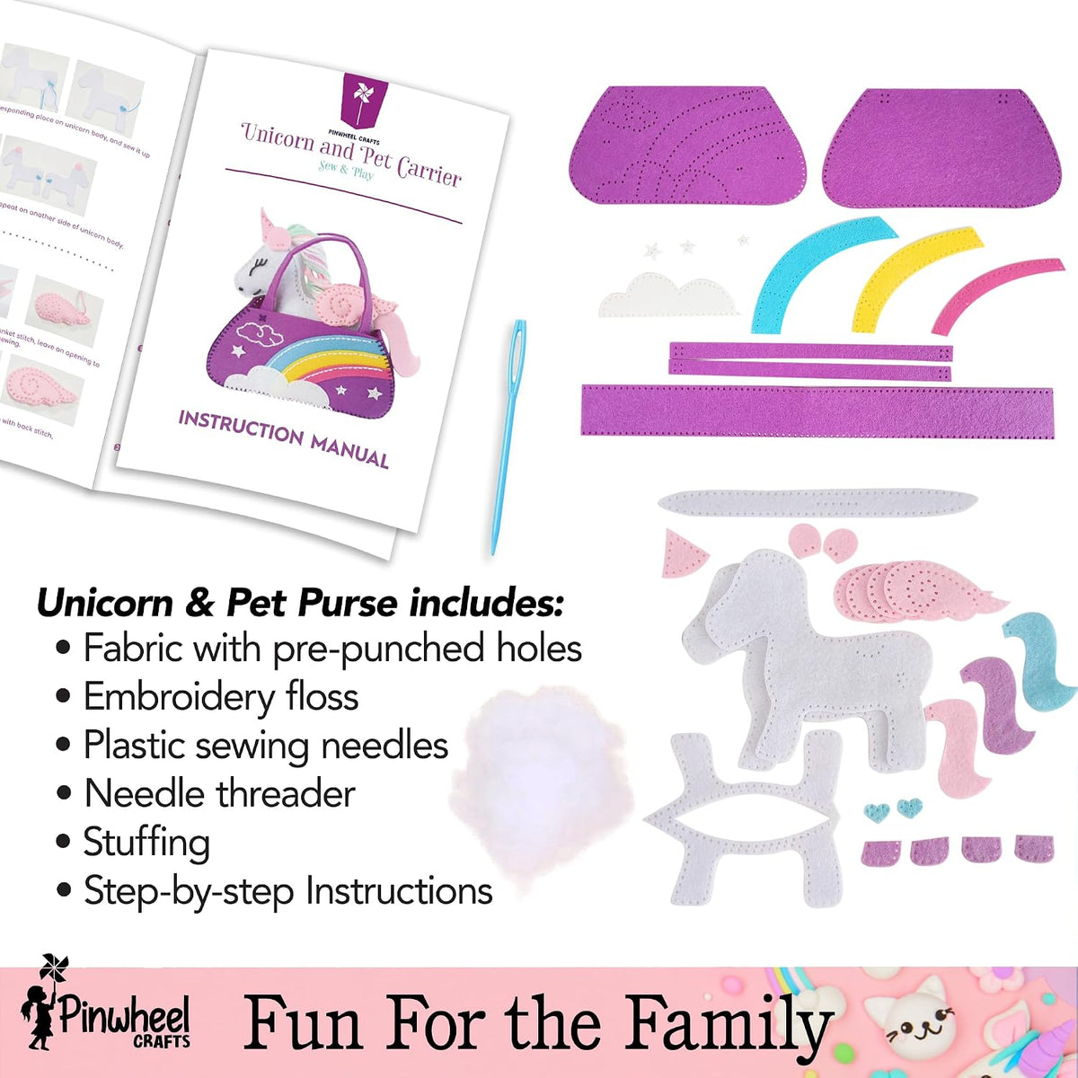 Kit de costura de flores de origami y unicornio para bolsos, juego de artes creativas y manualidades para niños a partir de 6 años, incluye 100 hojas de origami, accesorios decorativos