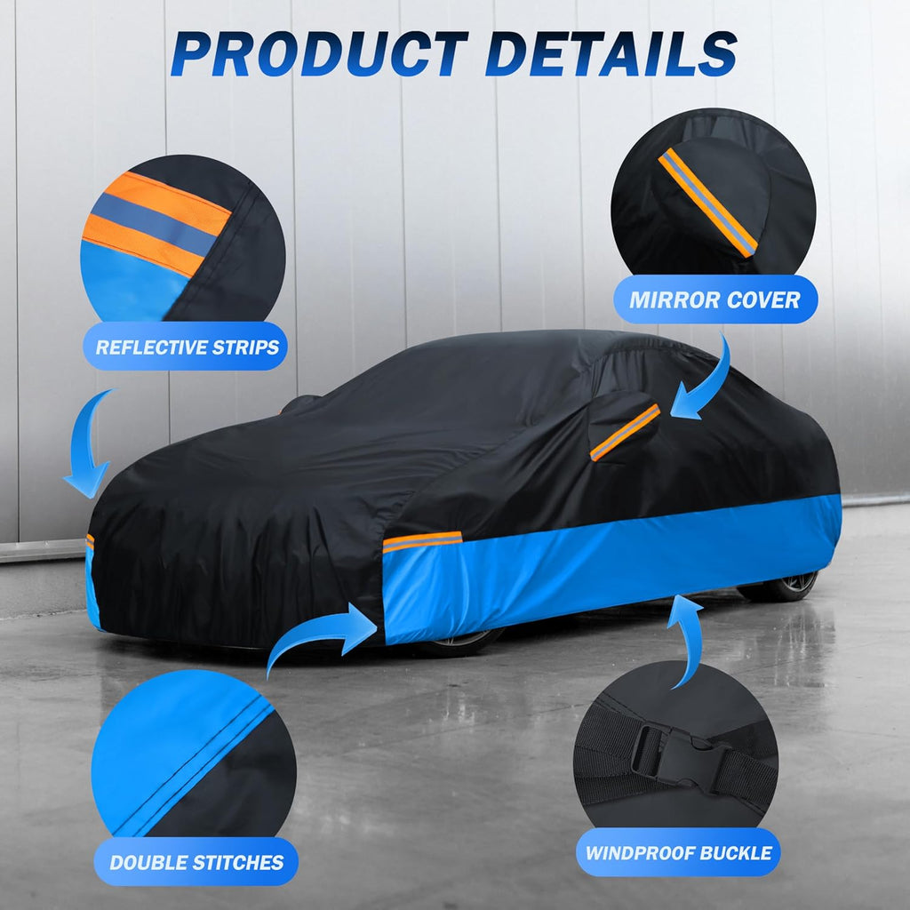 Funda impermeable para coche para todo tipo de clima, resistente al viento, al polvo y a los rayos UV, ajuste universal para SUV