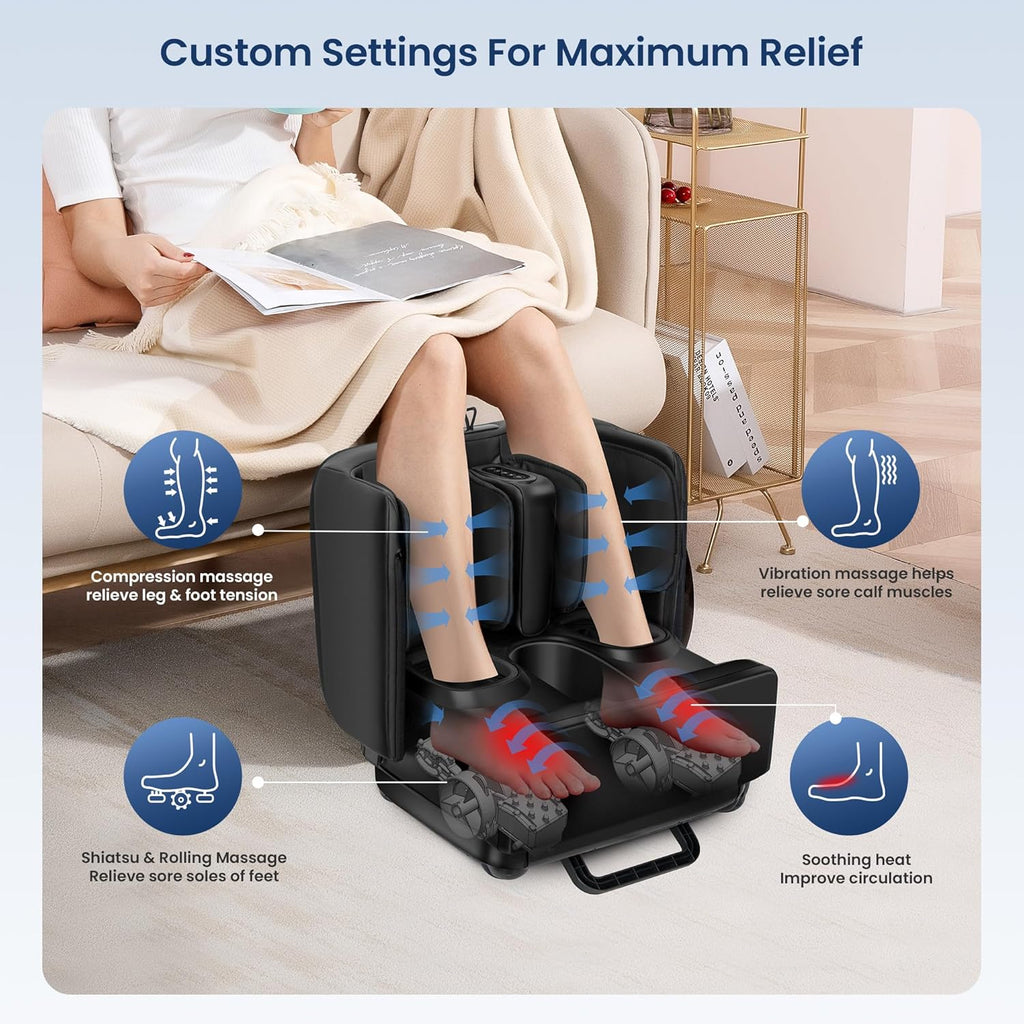 COMFIER Masajeador Shiatsu para pies y pantorrillas con calor, otomano 2 en