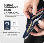 Cartera plegable de cuero para hombre con bloqueo RFID y ventana
